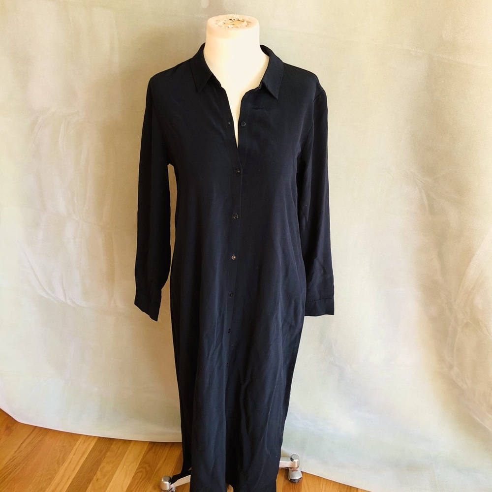 Button down maxi dress by Eileen Fisher.